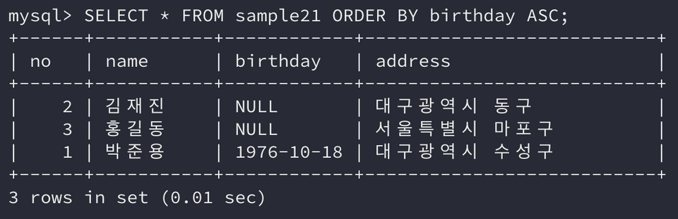 order by null